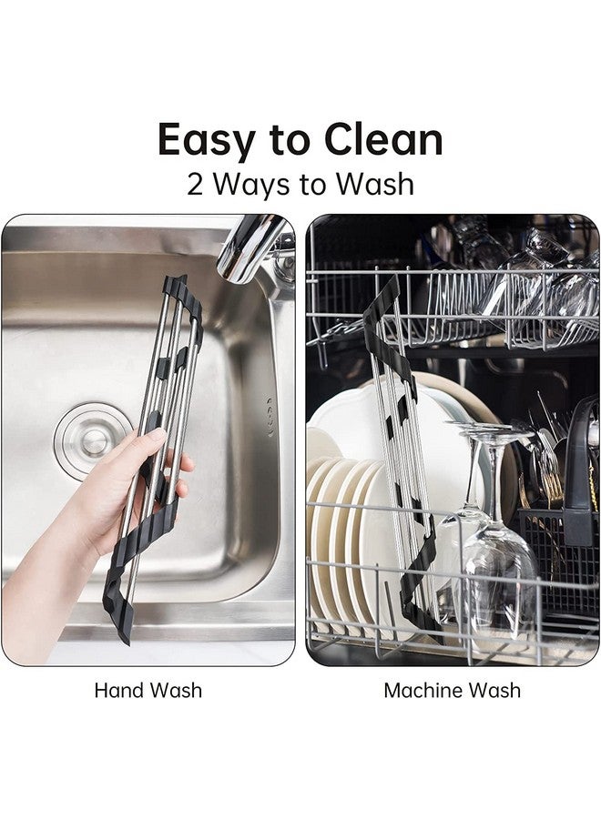 HARI® SUS304 Stainless Still Dish Drying Rack Over Sink Corner Dish Rack Kitchen Gadget Tool Sink Caddy Corner Sink Drainer (Black) - Image 5