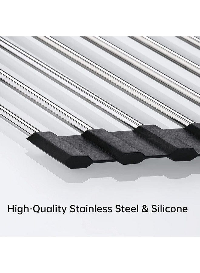 HARI® SUS304 Stainless Still Dish Drying Rack Over Sink Corner Dish Rack Kitchen Gadget Tool Sink Caddy Corner Sink Drainer (Black) - Image 3