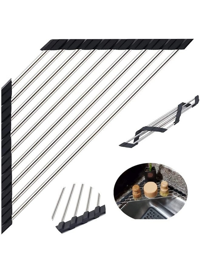 HARI® SUS304 Stainless Still Dish Drying Rack Over Sink Corner Dish Rack Kitchen Gadget Tool Sink Caddy Corner Sink Drainer (Black) - Image 2