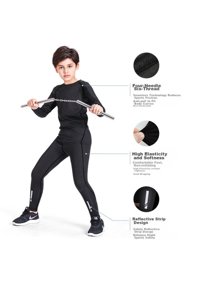 Fandimu Children's Sports Set, Boys And Girls Tight-fitting Training Suit, Running Youth Sportswear, Base Layer, Fitness Wear, Badminton Outfit - Image 3