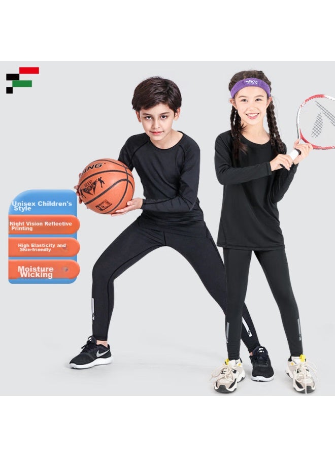 Fandimu Children's Sports Set, Boys And Girls Tight-fitting Training Suit, Running Youth Sportswear, Base Layer, Fitness Wear, Badminton Outfit - Image 1