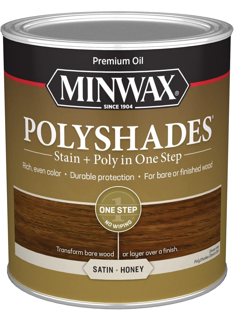 Minwax Minwax PolyShades Wood Stain  Polyurethane Finish  Quart Honey Satin  - Image 1