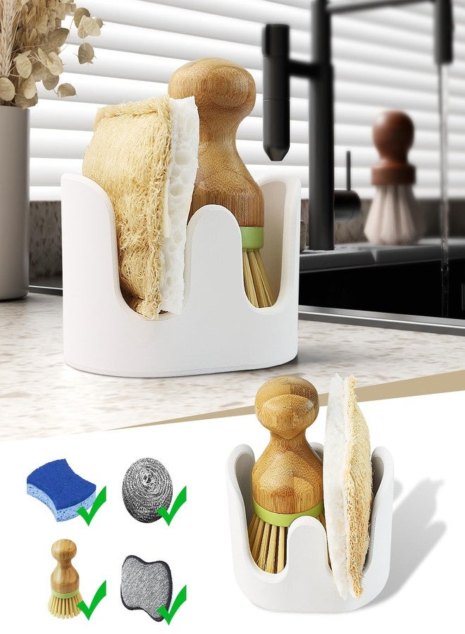 Slow Slog Double Sponge Holder, 2 Slot Diatomite Stone Sponge Holder, Absorbent Sponge Stand for Kitchen Sink, Quick Dry Sponge Caddy Kitchen Sink Organizer, White - Image 1