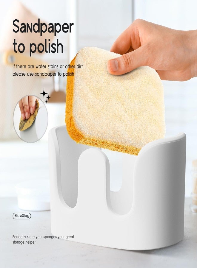 Slow Slog Double Sponge Holder, 2 Slot Diatomite Stone Sponge Holder, Absorbent Sponge Stand for Kitchen Sink, Quick Dry Sponge Caddy Kitchen Sink Organizer, White - Image 4