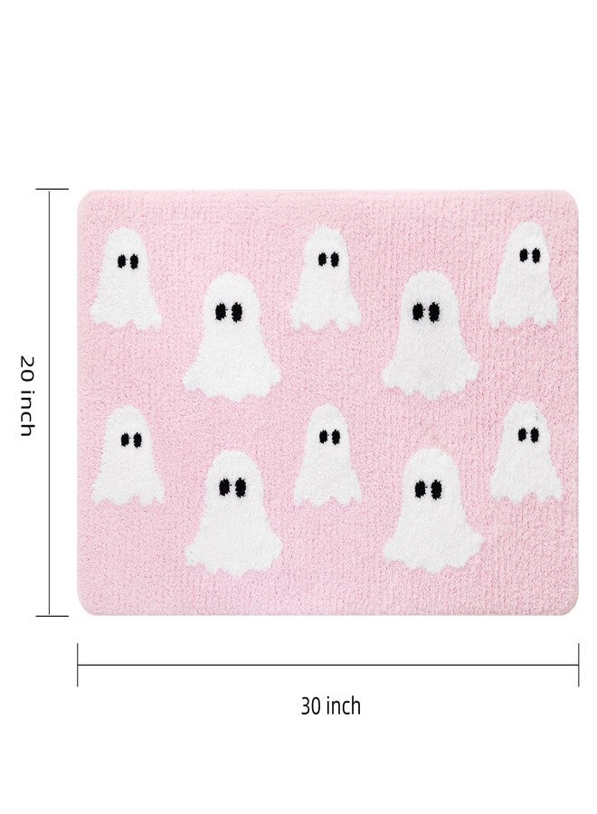 TRUEDAYS Halloween Spooky Ghosts Bath Mat - Cute Home Decor Pink Rugs, Non Slip, Spooky Shower Rug for Bathroom, Bedroom, Living Room - Image 3