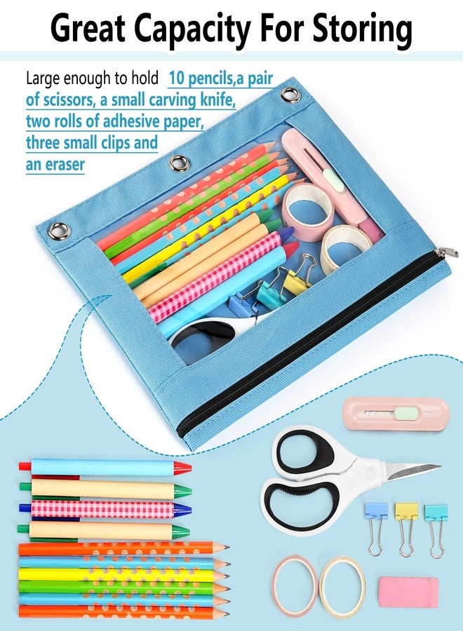 Forvencer Pencil Pouch for 3 Ring Binder, Binder Pencil Pouch with Smooth Zipper, Clear Window Pencil Case for Binder, Big Capacity 3 Ring Binder Pencil Pouch with 3 Reinforced Grommets, Black - Image 5