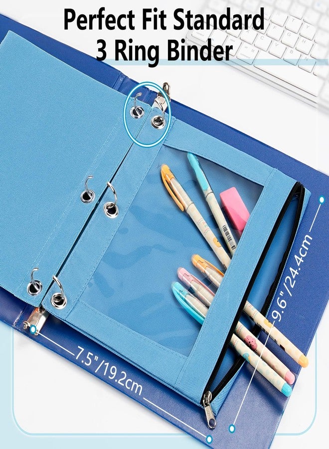 Forvencer Pencil Pouch for 3 Ring Binder, Binder Pencil Pouch with Smooth Zipper, Clear Window Pencil Case for Binder, Big Capacity 3 Ring Binder Pencil Pouch with 3 Reinforced Grommets, Black - Image 2