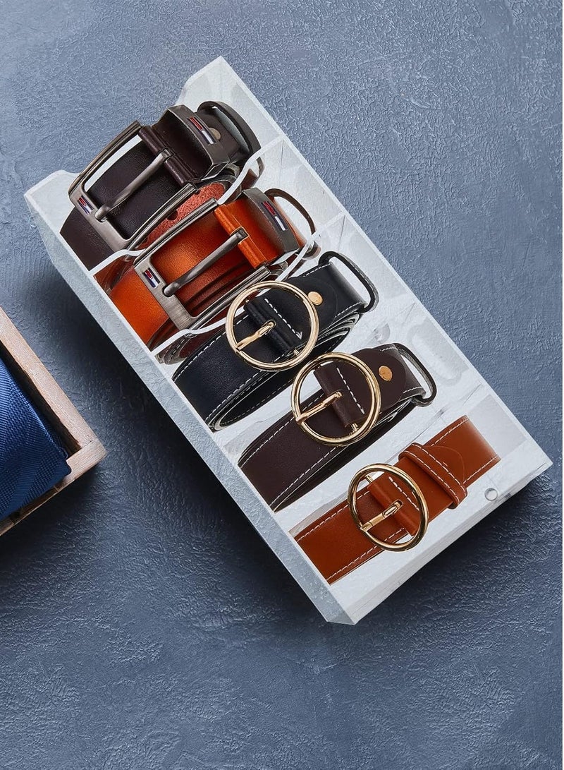 TPGP 2 Pieces Belt Organizer Clear Acrylic Belt Storage Holder 5 Compartments Belt Display Case Bow Tie Organizer Belt Container Storage Holder for Men Closet - Image 5