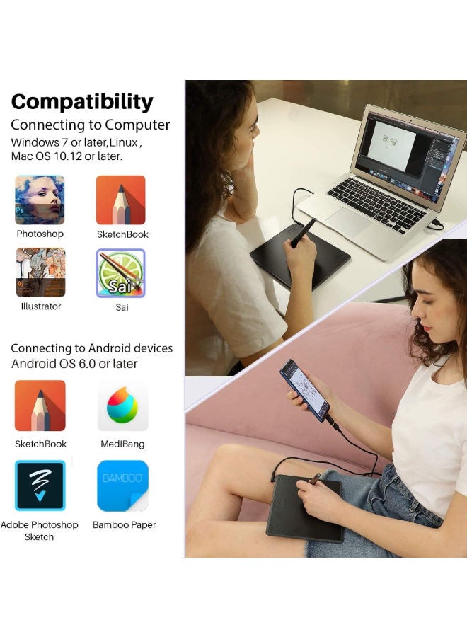 HUION HS64 Drawing Tablet Black - Image 4