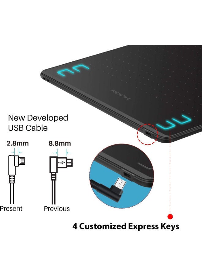 HUION HS64 Drawing Tablet Black - Image 3