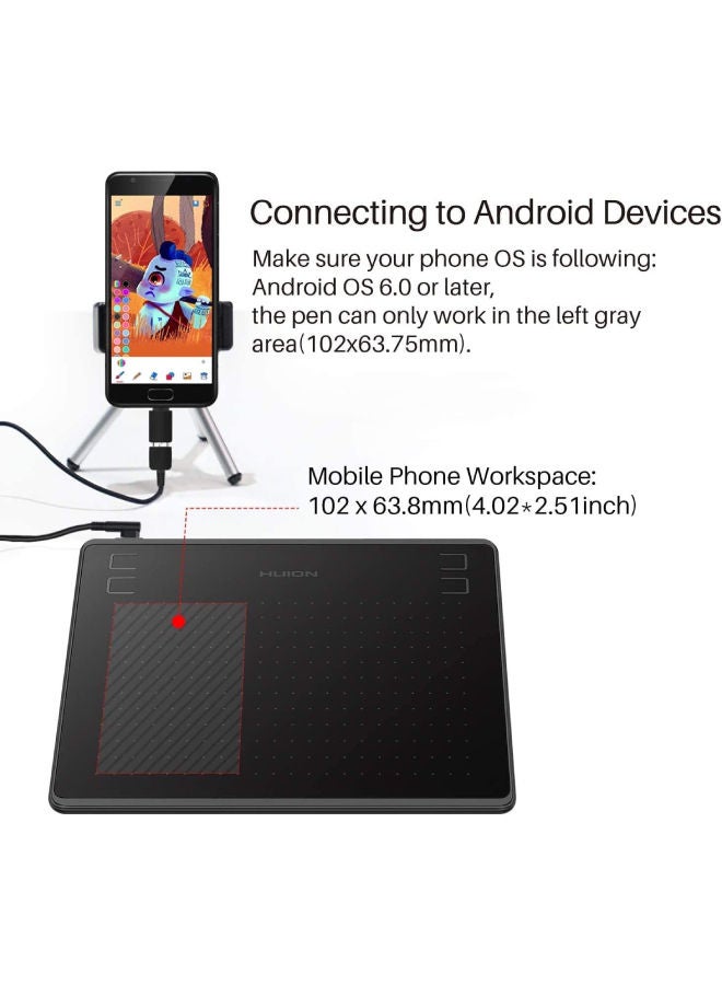 HUION HS64 Drawing Tablet Black - Image 5