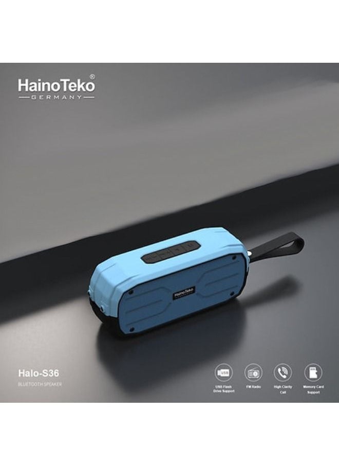 Haino Teko - Portable Wireless Bluetooth Speaker Halo S36 Blue - Image 1