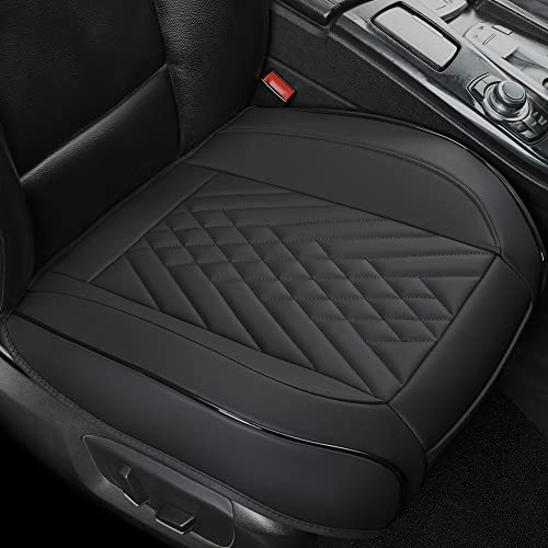 GIANT PANDA 2pcs Front Car Seat Covers Bottom Seat Covers, PU Leather Driver Car Seat Protectors Fits 95% of Vehicles, Wrapping Around The Bottom (Black) - Image 1