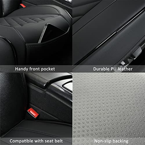 GIANT PANDA 2pcs Front Car Seat Covers Bottom Seat Covers, PU Leather Driver Car Seat Protectors Fits 95% of Vehicles, Wrapping Around The Bottom (Black) - Image 4