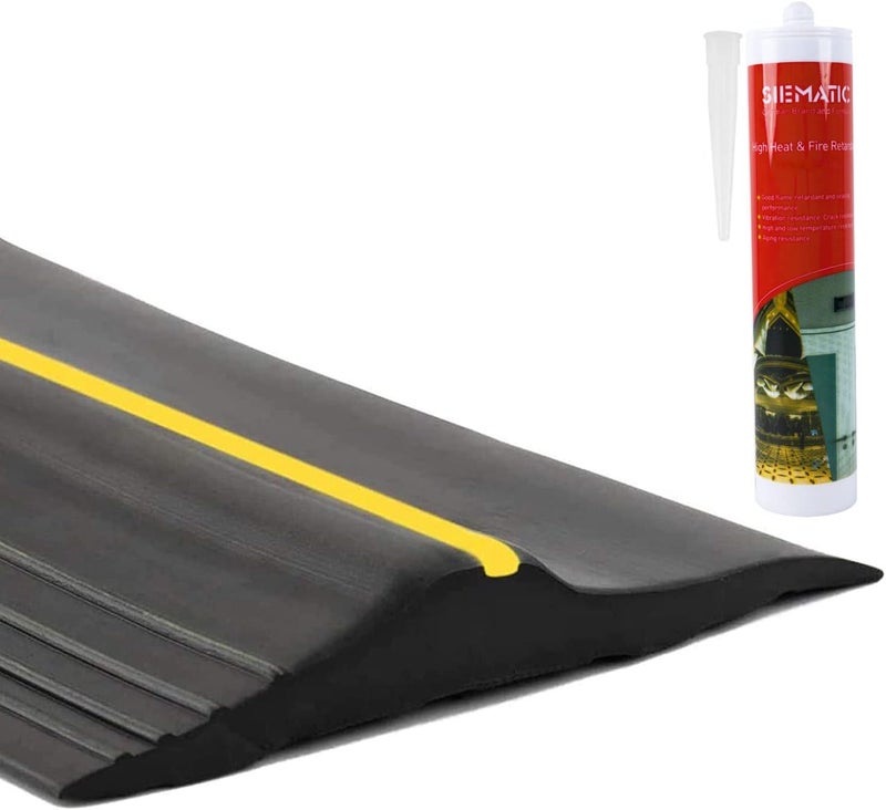 ToLanbbt 10Ft/3M Universal Garage Door Rubber Threshold Strip with 300ml Black Adhesive/Sealant - Image 1