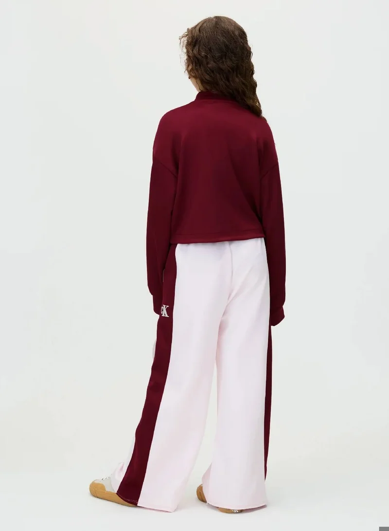 Calvin Klein Jeans Light Lilac / Raspberry Chocolate Wide Leg Colourblock Joggers for Women | Best Price UAE