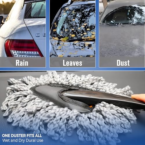 Wagzo- 6 Piece Microfiber Cleaning Kit Home,Long Handle Duster,Car Sponge,Cleaning Brush,Exteriror & Interiror Cleaning Cloth Car Ac Vent Cleaner Brush All Car, Motorbike,SUVs Car Cleaning Accessories - Image 4