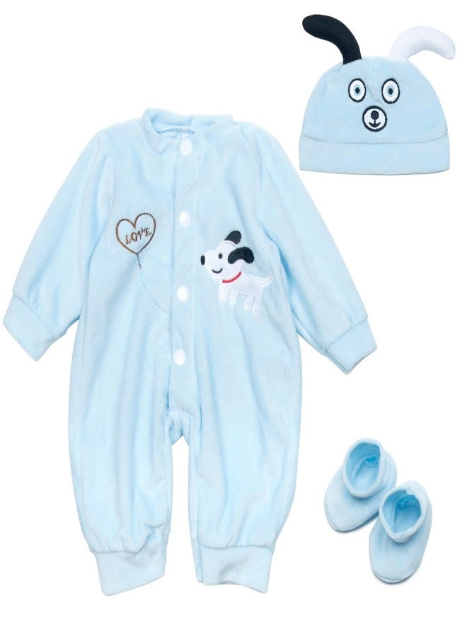 Pedolltree Reborn Baby Doll Clothes Blue Puppy 3 Pcs Set for 17-20 Inch Baby Doll Clothes Outfits Accessories Newborn Boy&Girl - Image 2