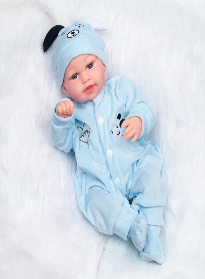 Pedolltree Reborn Baby Doll Clothes Blue Puppy 3 Pcs Set for 17-20 Inch Baby Doll Clothes Outfits Accessories Newborn Boy&Girl - Image 3