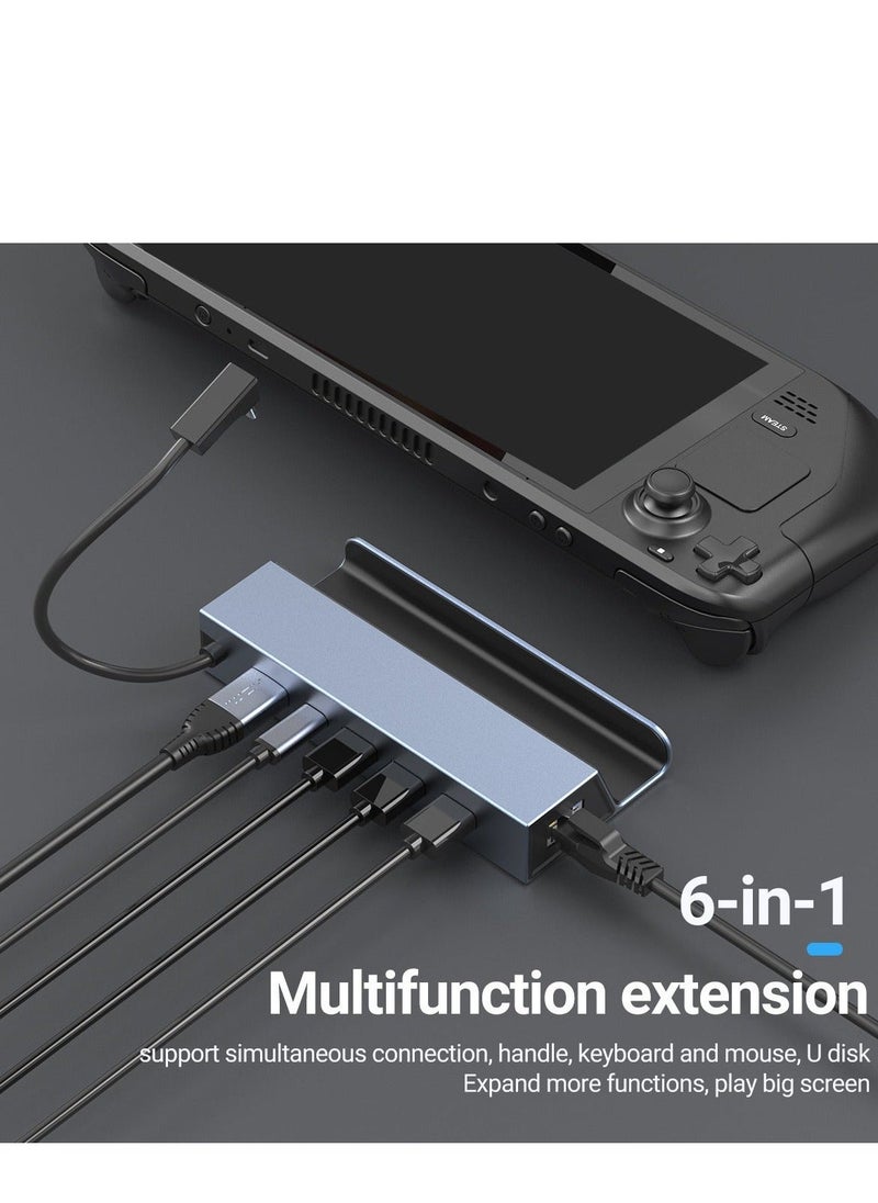 Generic - محطة شحن لفالڤ ستيم دك، 6 في 1 ستيم دك مع HDMI 4K@60Hz، USB C PD 100W، RJ45 إيثرنت، 3 USB 3.0 حوامل ألومنيوم ستيم دك - Image 1