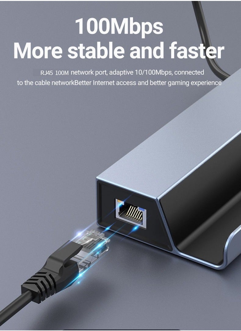 Generic - محطة شحن لفالڤ ستيم دك، 6 في 1 ستيم دك مع HDMI 4K@60Hz، USB C PD 100W، RJ45 إيثرنت، 3 USB 3.0 حوامل ألومنيوم ستيم دك - Image 1