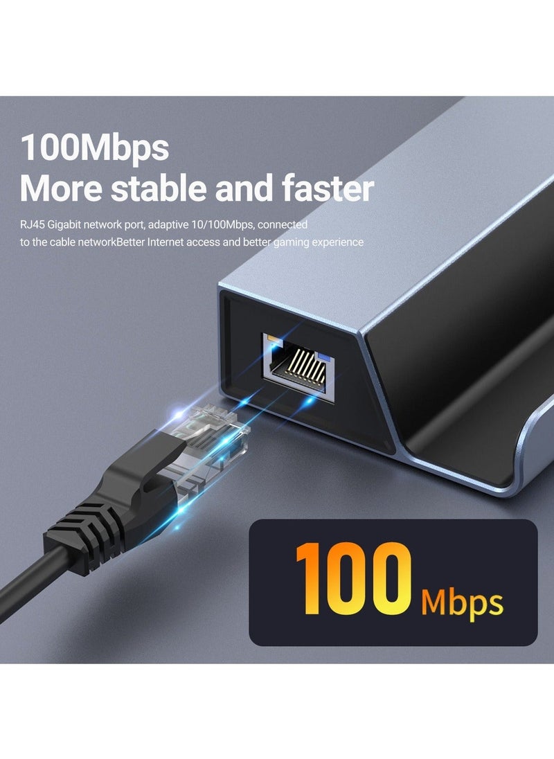 Generic - محطة شحن لفالڤ ستيم دك، 6 في 1 ستيم دك مع HDMI 4K@60Hz، USB C PD 100W، RJ45 إيثرنت، 3 USB 3.0 حوامل ألومنيوم ستيم دك - Image 1