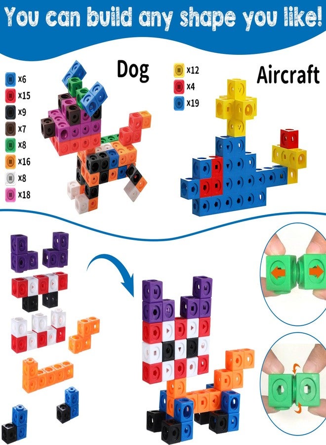 Poen 800 Pcs Linking Cubes for Math Counting Blocks Colorful Manipulatives Cubes Toy Connecting Blocks Education Learning Math Construction Toy for Kids Ages 4-8 Stem Activity - Image 4