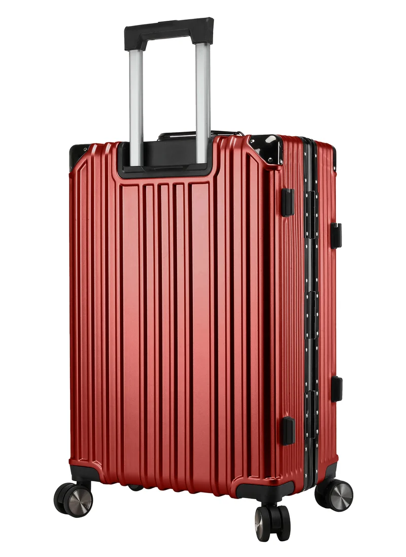 CABINPRO Lightweight Aluminum Frame Fashion Luggage Trolley Polycarbonate Hard Case Large Checked Luggage Suitcase with 4 Quite 360 Degree Double Spinner Wheels CP001 Maroon