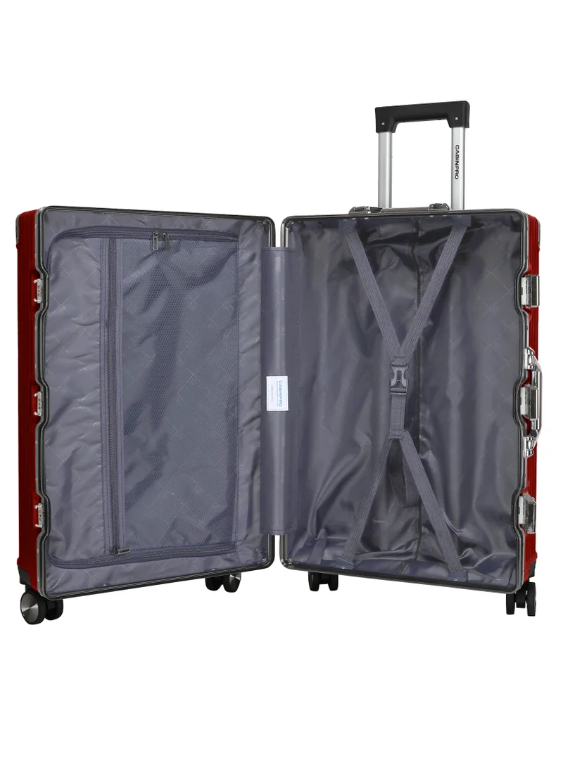 CABINPRO Lightweight Aluminum Frame Fashion Luggage Trolley Polycarbonate Hard Case Large Checked Luggage Suitcase with 4 Quite 360 Degree Double Spinner Wheels CP001 Maroon