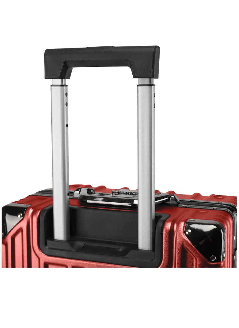 CABINPRO Lightweight Aluminum Frame Fashion Luggage Trolley Polycarbonate Hard Case Large Checked Luggage Suitcase with 4 Quite 360 Degree Double Spinner Wheels CP001 Maroon  - Image 4