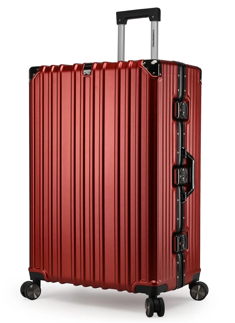 CABINPRO Lightweight Aluminum Frame Fashion Luggage Trolley Polycarbonate Hard Case Large Checked Luggage Suitcase with 4 Quite 360 Degree Double Spinner Wheels CP001 Maroon