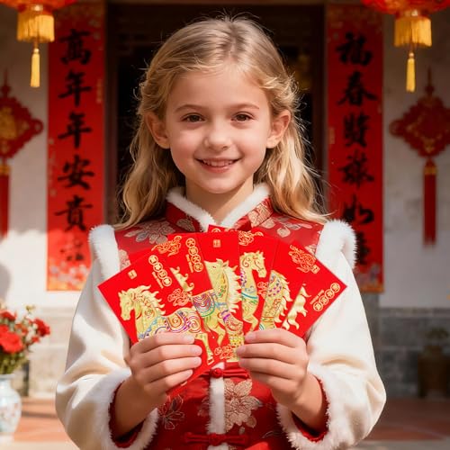 Easozoom 36PCS Horse Chinese Red Envelopes, Lunar New Year 2026 Lucky Money Hong Bao Gift for Spring Festival, 6.7×3.55 Inch-B1 - Image 5