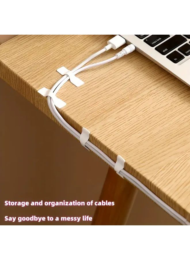 White Wire Holder 20 Pack Strong Adhesive Cable Management Tape Organize Power Data Cables - Image 1