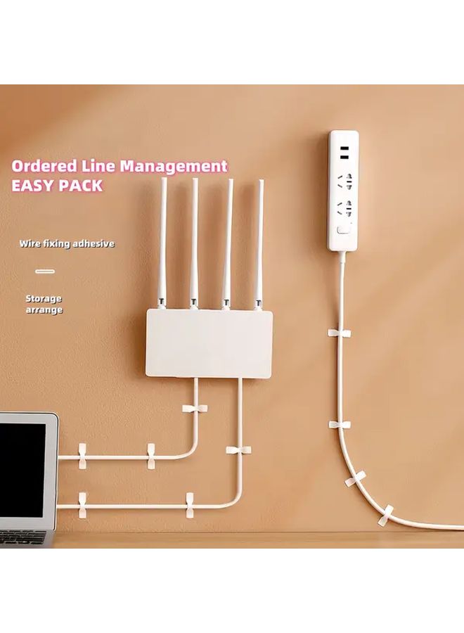 White Wire Holder 20 Pack Strong Adhesive Cable Management Tape Organize Power Data Cables - Image 2