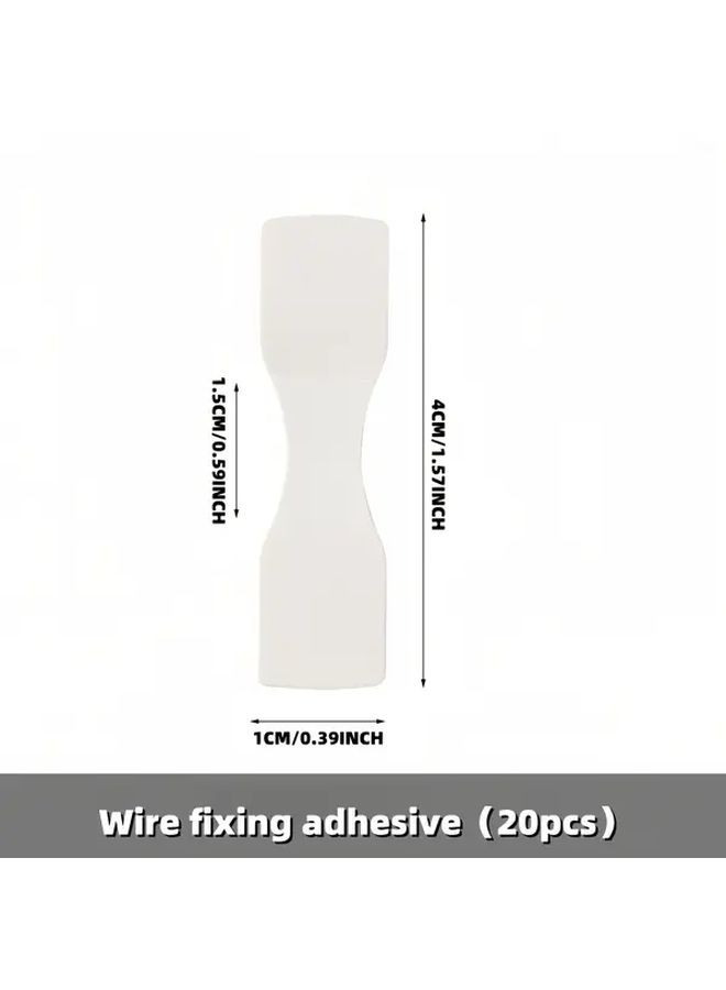 White Wire Holder 20 Pack Strong Adhesive Cable Management Tape Organize Power Data Cables - Image 3