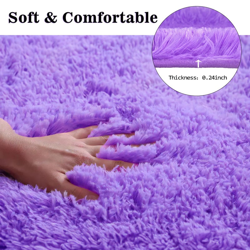 Eanpet Purple Bathroom Rugs Sets 3Piece Bath Mat Solid Bath Rug Floor Mats Washable Shower Rug with U-Shaped Contour Rug Toilet Lid Cover - Image 3