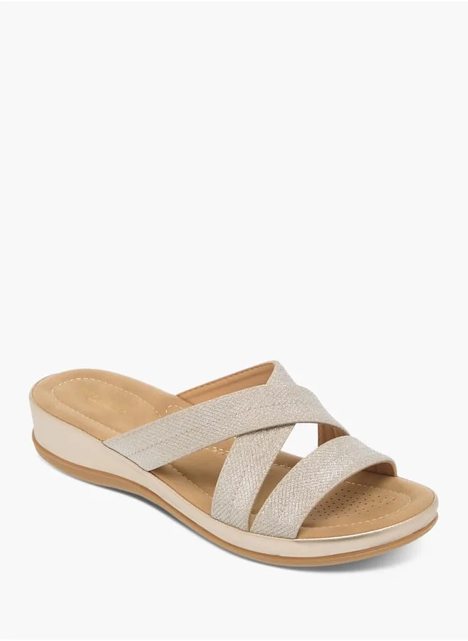 Flora Bella By Shoexpress Womens Textured Slip-On Strappy Sandals
