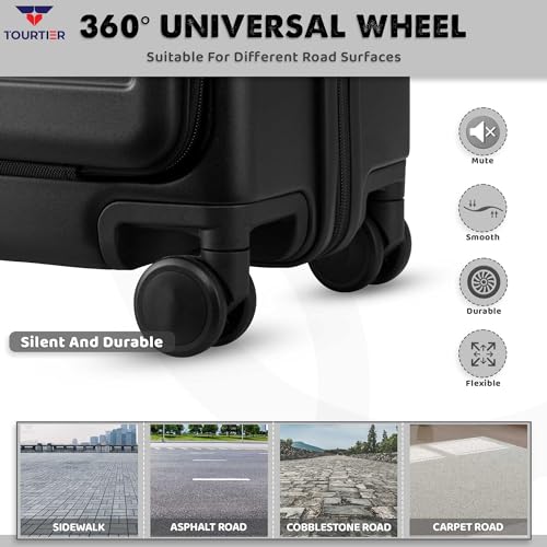 TOURTIER 20 Inch Hardside Front Opening Carry On Universal Wheel Travel Trolley Suitcase (Luggage-2) - Image 4