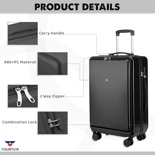 TOURTIER 20 Inch Hardside Front Opening Carry On Universal Wheel Travel Trolley Suitcase (Luggage-2) - Image 3