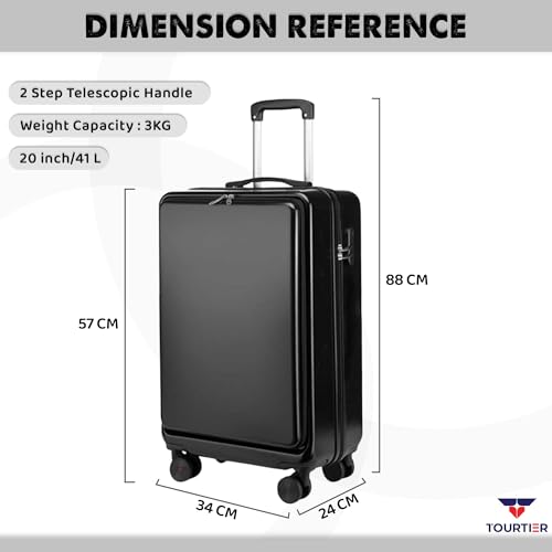 TOURTIER 20 Inch Hardside Front Opening Carry On Universal Wheel Travel Trolley Suitcase (Luggage-2) - Image 2