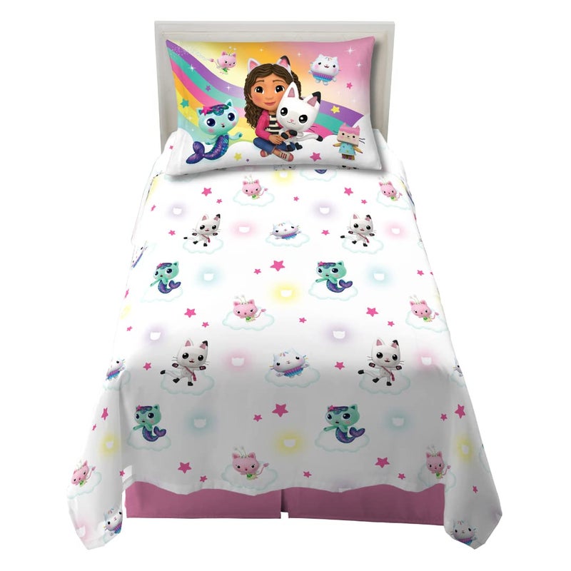 Franco Franco DreamWorks Gabbys Dollhouse Kids Bedding Super Soft Sheet Set 3 pcs Twin