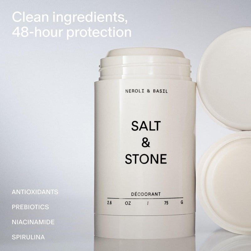 SALT & STONE Aluminum Free Deodorant | Extra Strength 48 Hour Protection for Women & Men | Made with Seaweed Extracts, Niacinamide & Prebiotics (Neroli & Basil) - Image 2