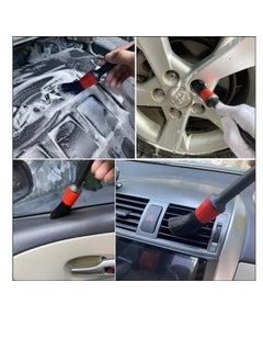 Generic 5 Pieces Car Detailing Brush Kit for Cleaning Car Interior Exterior , Vehicles Wheels Leather Engine Dashboard Engine , Interior, Emblems , Air Vents , Car - Black Red  - Image 3