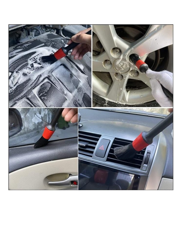 Generic - 5 Pieces Car Detailing Brush Kit for Cleaning Car Interior Exterior , Vehicles Wheels Leather Engine Dashboard Engine , Interior, Emblems , Air Vents , Car - Black Red - Image 1