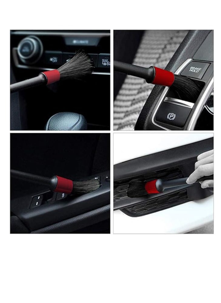 Generic - 5 Pieces Car Detailing Brush Kit for Cleaning Car Interior Exterior , Vehicles Wheels Leather Engine Dashboard Engine , Interior, Emblems , Air Vents , Car - Black Red - Image 1