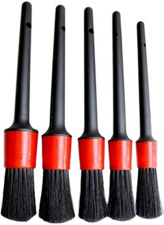 Generic 5 Pieces Car Detailing Brush Kit for Cleaning Car Interior Exterior , Vehicles Wheels Leather Engine Dashboard Engine , Interior, Emblems , Air Vents , Car - Black Red  - Image 5