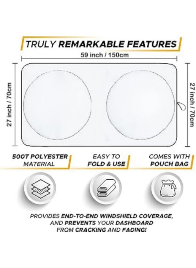 GGEROU - Front Windshield Sun Shade,Thicken 5-Layer UV Reflector Accordion Folding Auto Front Window Sunshade Visor Shield Cover 150*70cm - Image 1
