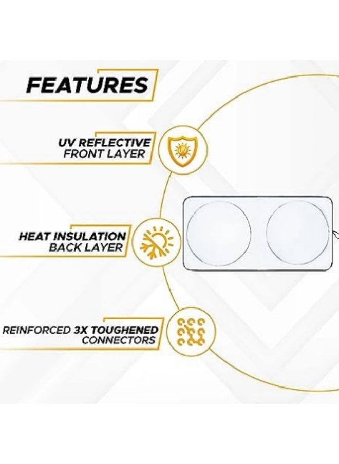 GGEROU - Front Windshield Sun Shade,Thicken 5-Layer UV Reflector Accordion Folding Auto Front Window Sunshade Visor Shield Cover 150*70cm - Image 1