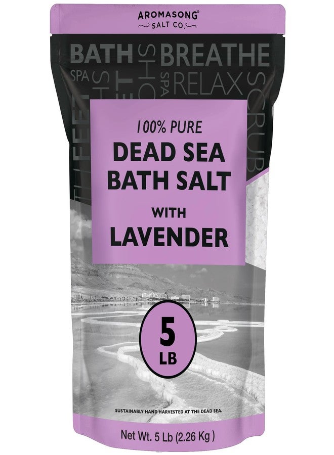 Aromasong Pure Dead Sea Salt for Soaking with 100% Natural Lavender, 5 LB - Spa Bath Salt Fine Grain - Body Wash Scrub - Soak for Women & Men- Bulk Resealable Pack (Packaging May Vary) - Image 1