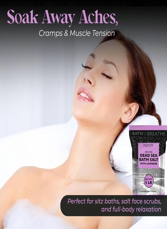 Aromasong Pure Dead Sea Salt for Soaking with 100% Natural Lavender, 5 LB - Spa Bath Salt Fine Grain - Body Wash Scrub - Soak for Women & Men- Bulk Resealable Pack (Packaging May Vary) - Image 5